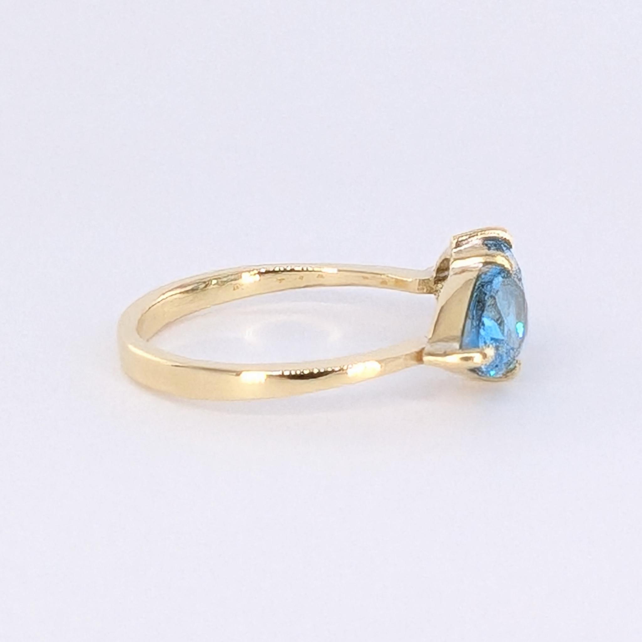 ブルーストーン しずく型 ペアシェイプ ゴールドリング | 5枚目