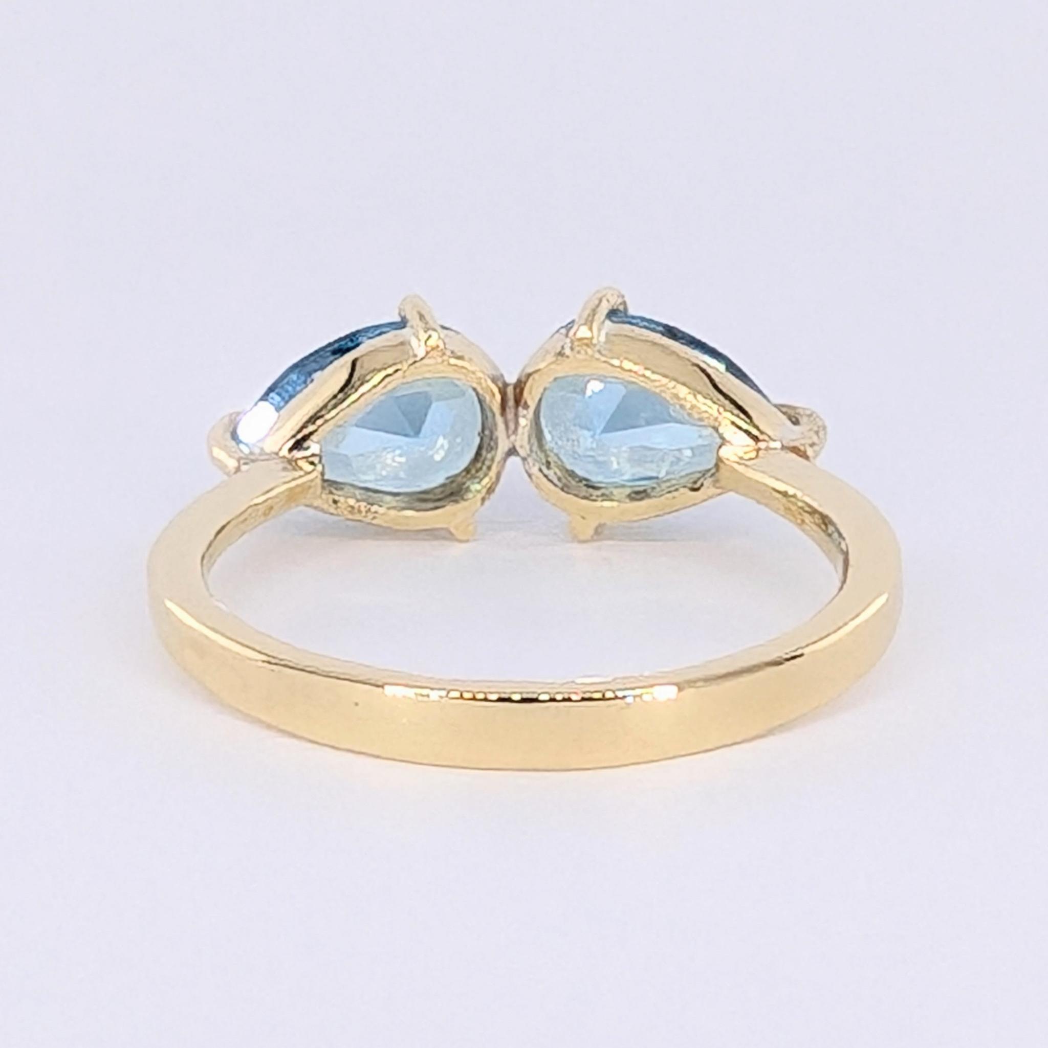 ブルーストーン しずく型 ペアシェイプ ゴールドリング | 6枚目