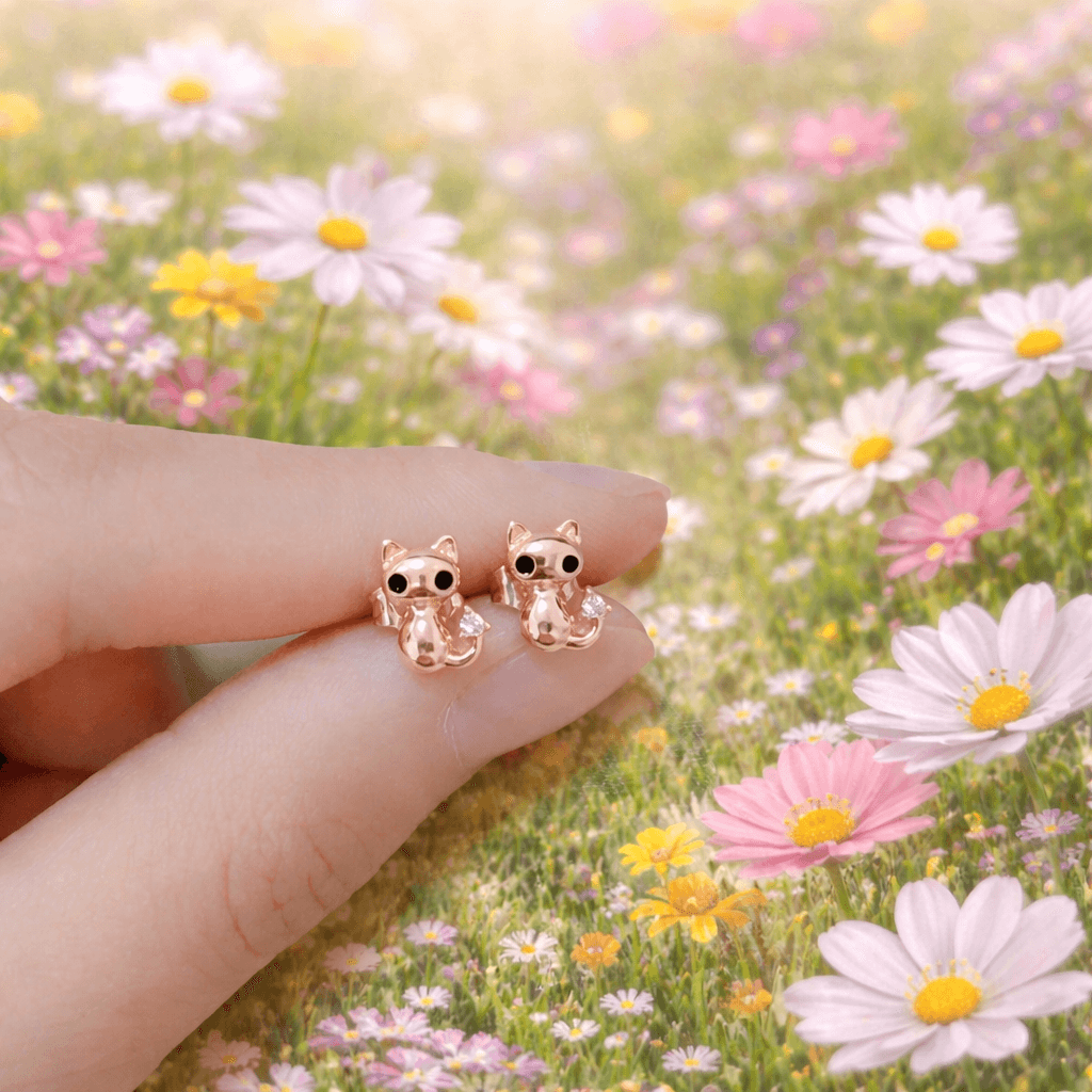 ♡きらきらしっぽの猫ちゃんピアス♡ ローズゴールド | 4枚目