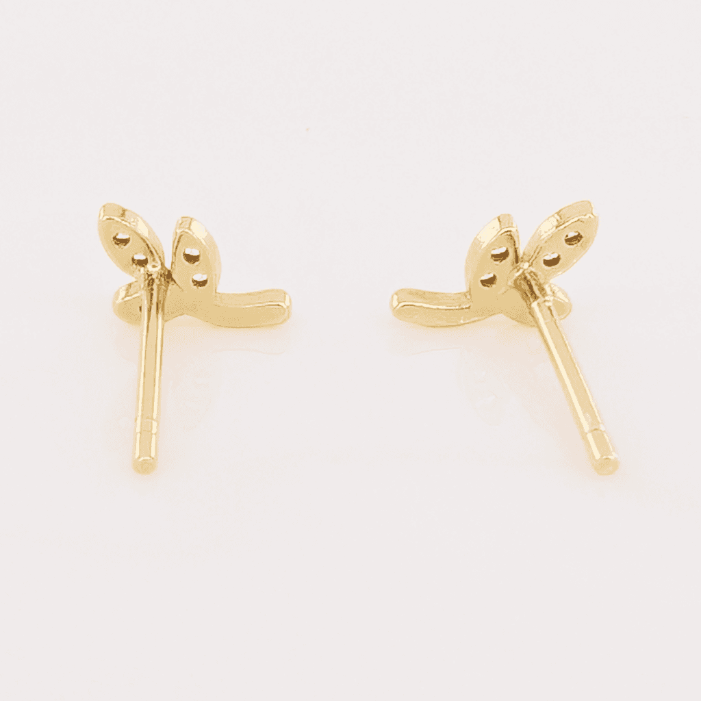 普段使いしやすい 小さめ ピアス リーフ 樹脂キャッチ付 ビジュー ゴールド  華奢 シンプル  小ぶり 大人可愛い | 6枚目