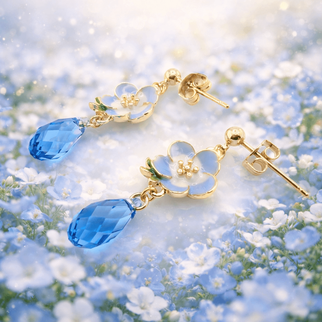 ネモフィラの約束 ー 春風に揺れる青い雫ピアス｜花・ブルー・揺れる・上品・大人可愛い・ガーリーアクセサリー | 2枚目