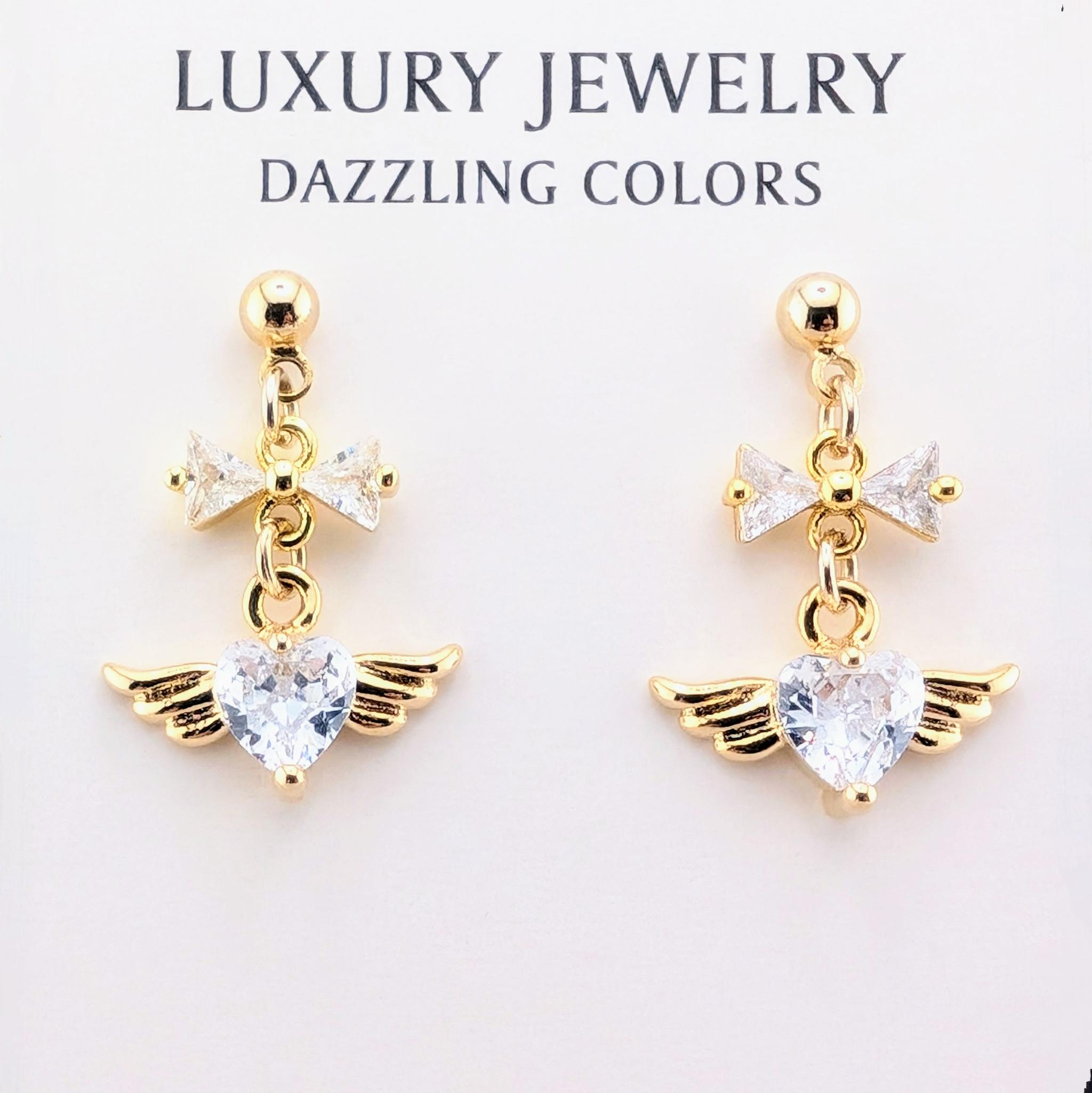 リボンとハートエンジェルのピアス　かわいい　おしゃれ | 2枚目