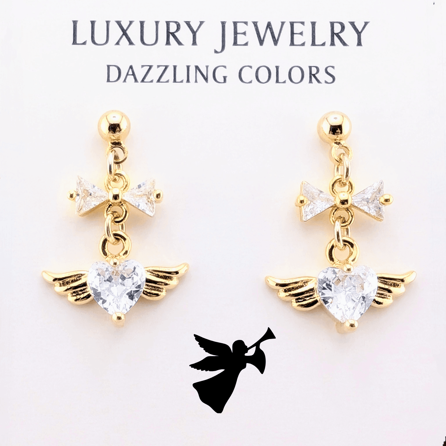 リボンとハートエンジェルのピアス　かわいい　おしゃれ | 6枚目